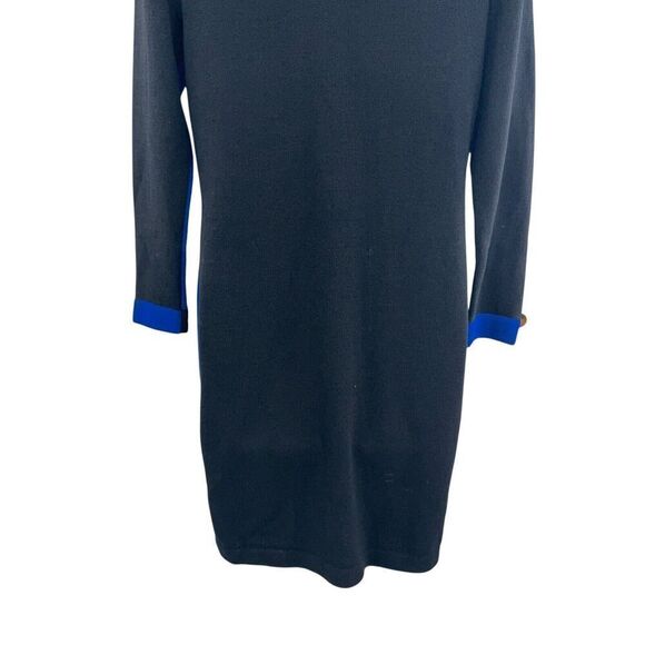 St.John Marie Gray Santana Knit Dress Colorblock Blue Black Button Down Size 2 * - Picture 9 of 16